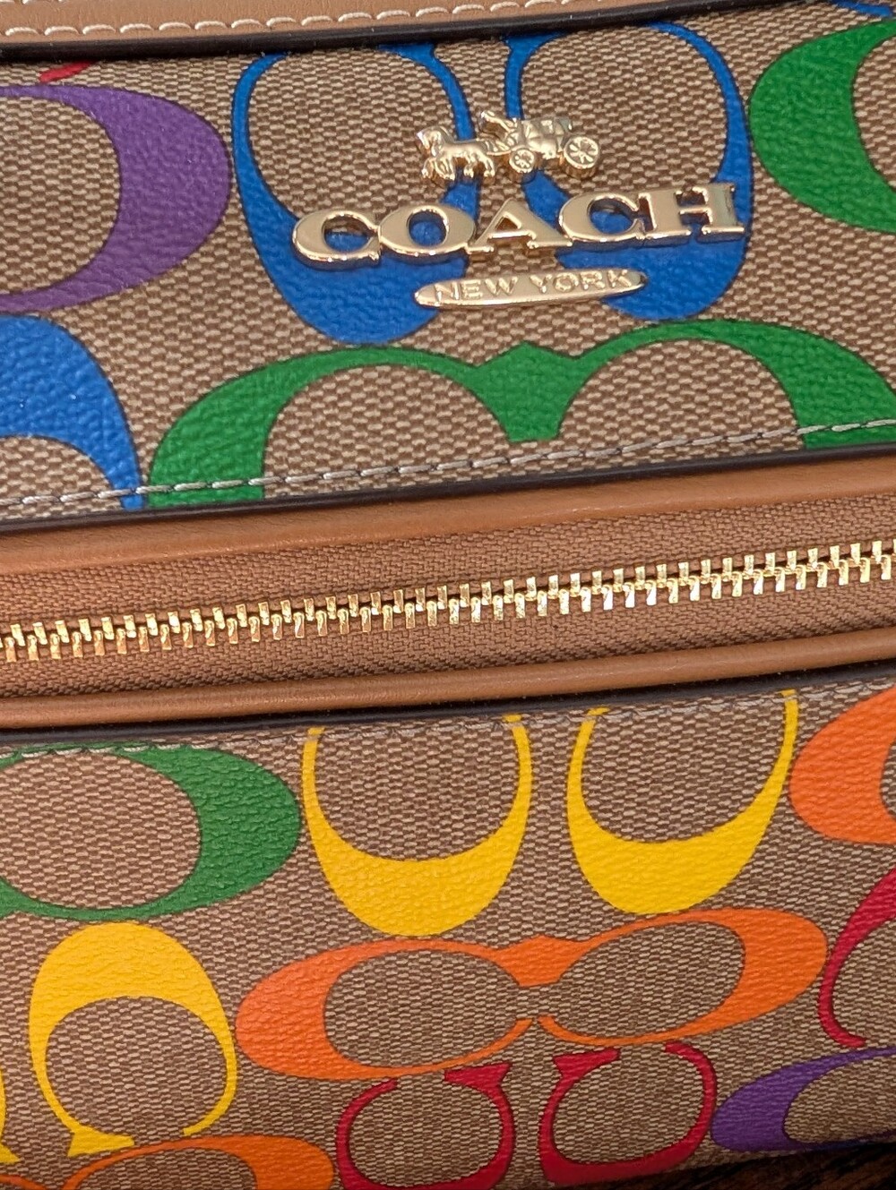 Coach Multicolor Signature Satchel with Rainbow Strap - Picture 4 of 6